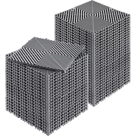 Dalle de Drainage Emboîtable 12x12, 50 Pièces, Tapis de Sol Antidérapant Gris PP, pour Garage, Jardin, Cuisine et Extérieur (1/5)