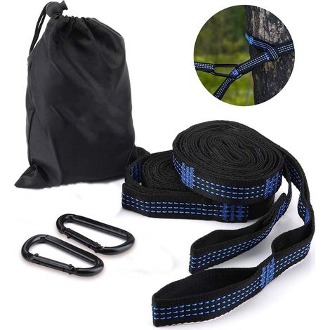 Hamac de Fixation, Balançoire Fixation de l'Arbre Aufhängeset, 2,8 m x 2,5 cm Maxi 500kg, 14 Boucles, 2 Mousquetons, de Camping, de Randonnée, OuQIEDOVIEYoor, Voyage (1/5)