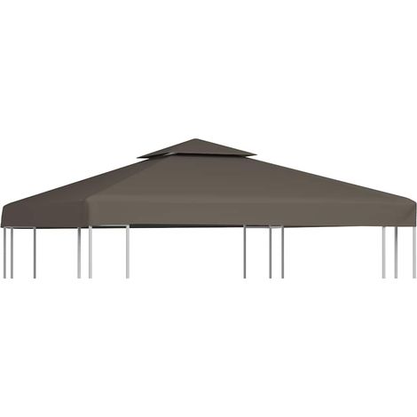 2-Tier Gazebo Top Cover 310 g/m² 3x3 m Taupe vidaXL