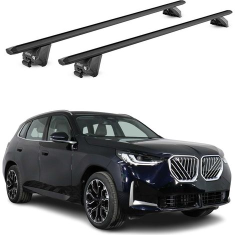 OMAC Dachträger Aluminium TÜV geprüft für BMW X3 G45 2024-2026 – Für integrierte Dachreling – T Nut – Max 100 kg – 2 Schlösser Schwarz (1/5)