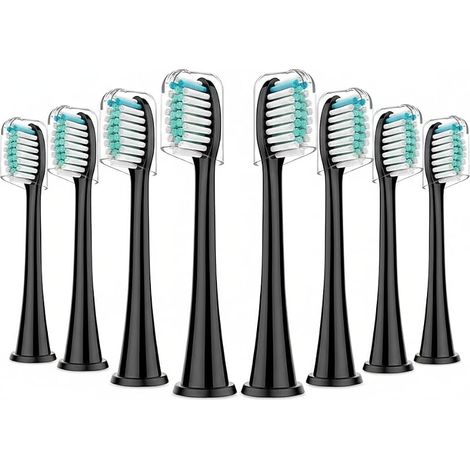 8 Brossettes Noires - Forme W - Compatibles avec Philips Sonicare (pour DiamondClean, Flexcare, HealthyWhite) - Nettoyage en Profondeur - Sauf Série 2 (1/5)
