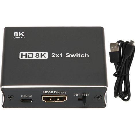 Commutateur HDMI 2 Entrées 1 Sortie 8K 60Hz 4K 120Hz Haute Vitesse pour PS5 PC TV