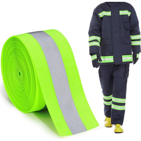 5cm x 2m Ruban réfléchissant pour vêtements, bandes de tissu réfléchissant haute visibilité, ruban réfléchissant à coudre, bandes de sangles pour vêtements de course à pied de sécurité (Vert)