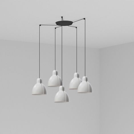 Faro Venice Lámpara colgante de 5 luces en forma de gota de racimo blanco