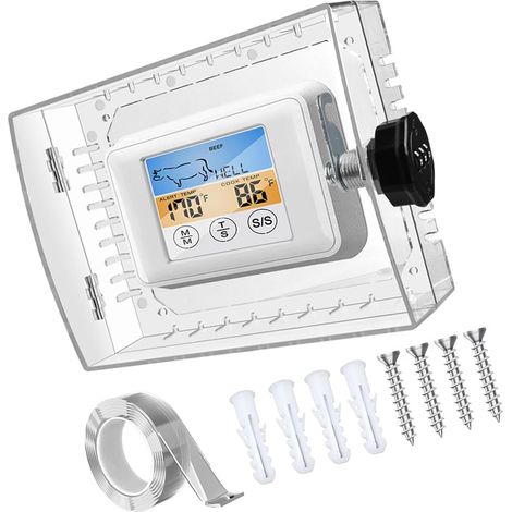 Carcasa de cierre transparente de gran tamaño para termostato con cerradura de combinación y protectores perforados para termostatos de pared. (1/5)
