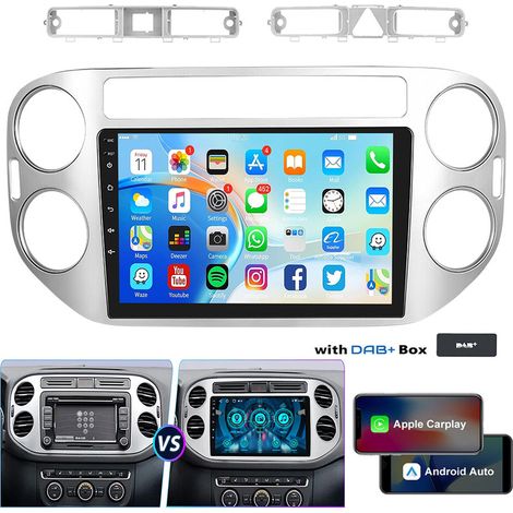 Autoradio 9 pouces CarPlay pour VW Tiguan 2010-2016 Android 14, navigation GPS, BT, FM - 1+32G DAB+