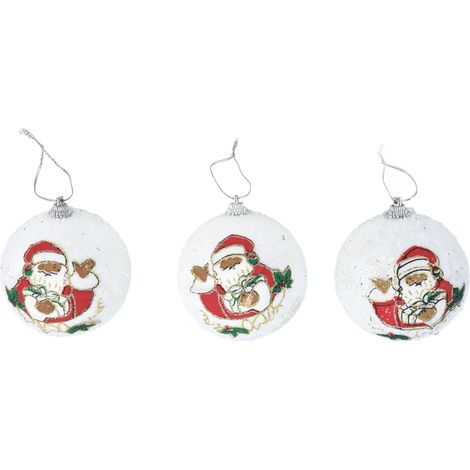 Lot de 3 boules de Noël en mousse à suspendre au sapin, blanches, pour décorations de fêtes et de fêtes. (1/5)