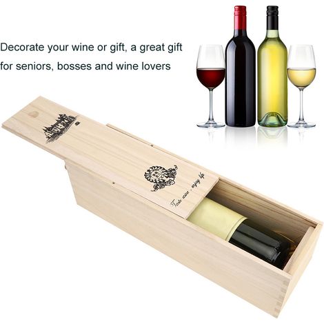 Coffret à vin rouge rétro, portable, délicat, en bois, pour ranger une bouteille ou un cadeau. Décoration (1/5)