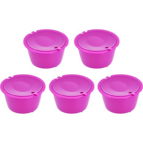 5 Stück 50 ml wiederverwendbare Kaffeekapseln mit Löffel für DOLCE GUSTO Kaffeemaschinen, Rosenrot (1/5)