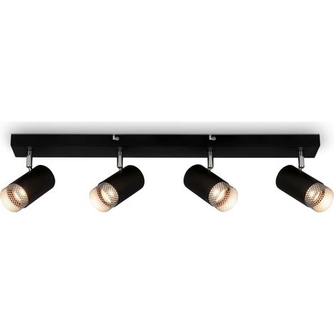 Plafonnier, Lampe, Abat-jour Grille, Pivotant, Lampe de salon, Lampe de chambre, Lampe de cuisine, Noir-Chrome-Mat (1/5)