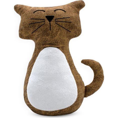 Stoff Türstopper Katze 1 kg schwer braun - 24 x 14 cm - Türpuffer gefüllt im Wildleder Design