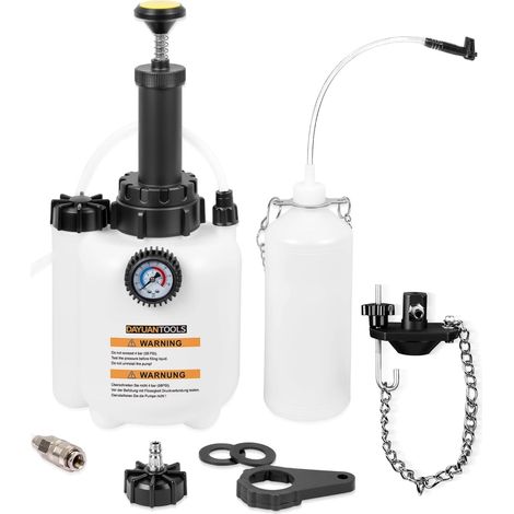 Purgador de frenos de 3 L con depósito de succión de 1 L para E20 (45 mm de diámetro), para coches y motocicletas, dispositivo de purga de frenos, dispositivo para cambio de líquido de frenos, botella (1/5)