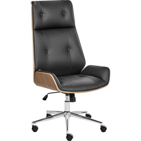Sedia da ufficio in pelle sintetica nero girevole regolabile in altezza reclinabile Delight (1/5)