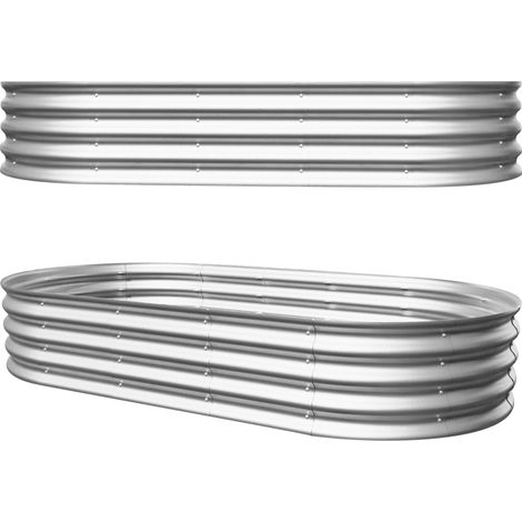 Kit de 2 bacs jardinières en acier galvanisé 182,9x91,5x30,5 cm pour jardin extérieur (1/5)