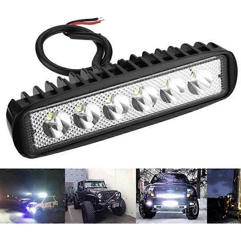 Projecteur de travail LED 18 W à 6 LED pour voiture, feux de jour, projecteur haute luminosité, étanche, pour véhicules tout-terrain, SUV et camions, 12 V (1/5)