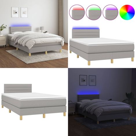Sommier à lattes de lit matelas LED Gris clair 120x200 cm Tissu - Sommier Tapissier - Lit Plateforme - Lit Avec Rangement - Lit Design - Lit Moderne - Home & Living (1/5)