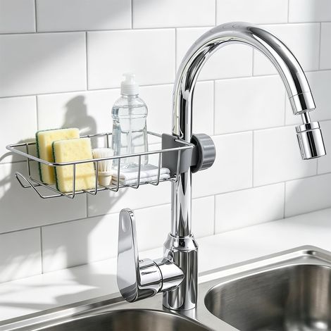 Robinet Cuisine de Laiton Pivotant 360° avec Porte-Éponge de Cuisine (1/5)