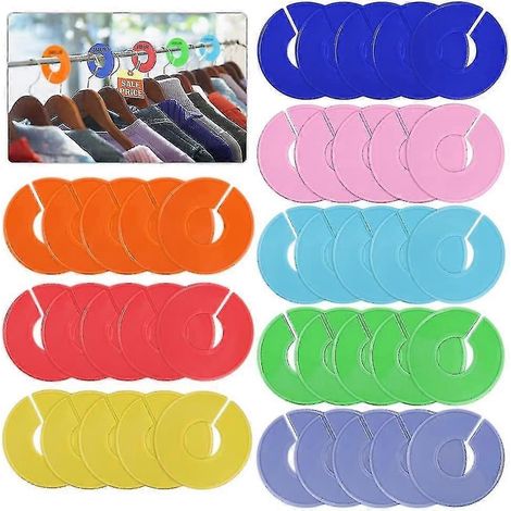 Filiyano-40 séparateurs de vêtements ronds pour tringle, coloris unis, pour enfants et adultes - 8 couleurs (1/5)