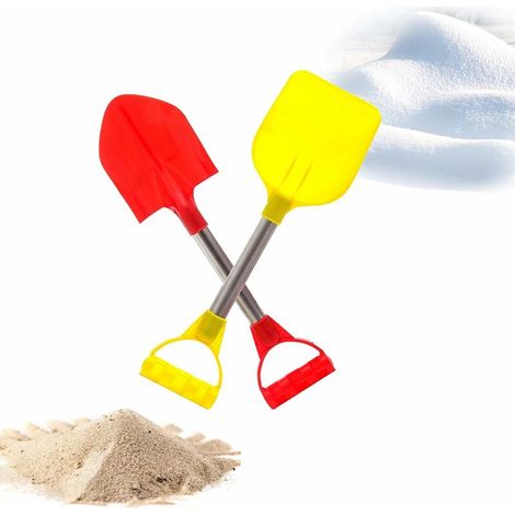 Green Mobility-Lot de 2 pelles en acier inoxydable - Grande pelle à sable - 32 x 10 cm - Jouet de sable pour la plage, le champ de neige, la pelle de jardin pour enfants (couleur aléatoire) (1/5)