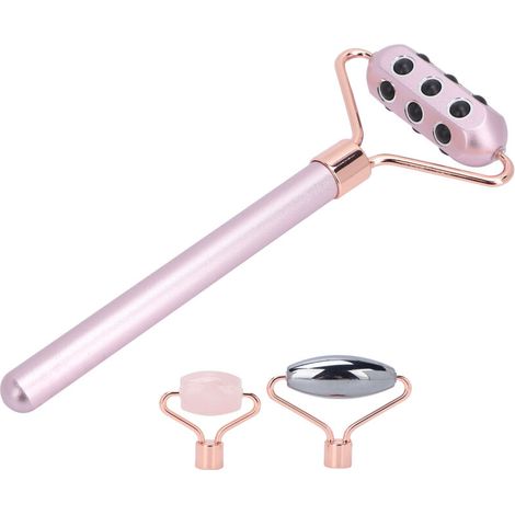 Rouleau de Gua Sha en Quartz Rose avec Germanium pour Soin Anti-Âge et Drainage Lymphatique (1/5)