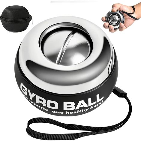 Boule de Gymnastique en Métal Plein, Balle d'entraînement pour Poignets, Départ Automatique, Résistance à 5 Niveaux, Entraîneur d'avant-bras Gyroscopique, pour le Renforcement des Bras, des (1/5)