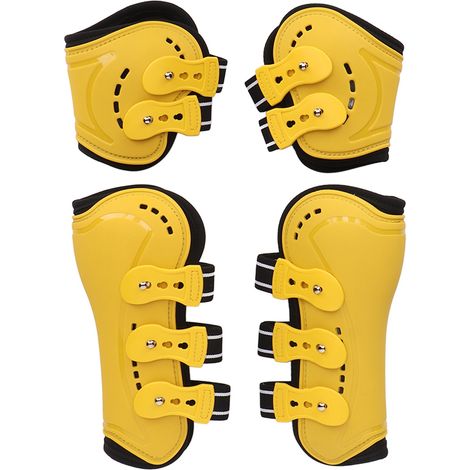 Guêtres Tendons Cheval Boulet Ouvert Devant Respirant Réglable Protection pour Saut Jaune Lot de 4 M (1/5)