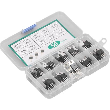 50-teiliges Transistor-Set der TO-220-Serie LM317T L7805 L7806 L7808 L7809 L7810 L7812 L7815 L7818 L7824 (10 verschiedene Werte) (1/5)