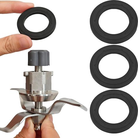 Joint pour Monsieur Cuisine - 3 Pièces - Silicone Alimentaire - Étanchéité Triple Couche - Pour Connect et Plus - 4,1 x 4,1 x 0,3 cm - Noir (1/5)