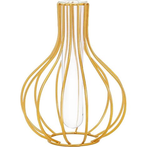 Vase décoratif nordique en fer forgé, composition florale géométrique, idéal pour le salon, le bureau ou la chambre. (1/5)