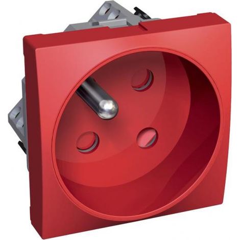 Bloc prise 2x2P+T 16A rouge à détrompage mécanique 45x90mm clipsable 250V 45° bornes auto Altira SCHNEIDER ALB45226 (1/2)