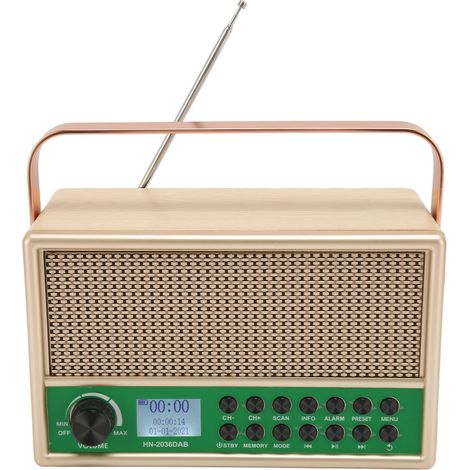 Radio Bluetooth en bois avec radio DAB et FM à ondes courtes, enceinte portable sans fil Bluetooth 5.0 et écran LCD de 2 pouces. (1/5)