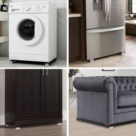 Tambour Mobile Extensible - Pour Lave-Linge Réfrigérateur Sèche-Linge Lave-Vaisselle - Noir - 2 Pièces (1/5)
