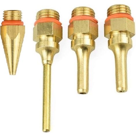 Kit di ugelli per pistola per colla in rame intercambiabile da 4 pezzi diametro filettatura 10,8 mm adatto per strumenti per pistola per colla a caldo (1/5)