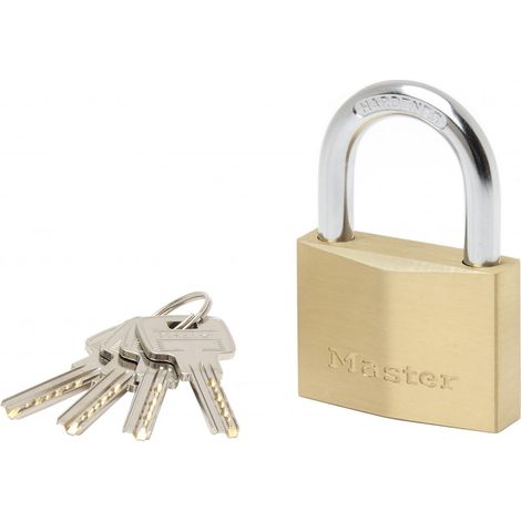 Master Lock 2960EURD Lucchetto a Chiavi con Corpo Spesso in Ottone Massiccio, Oro, 8.8 x 6 x 2.1 cm (1/5)