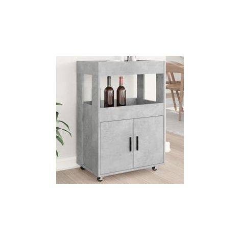 Chariot de bar gris béton 60x39,5x89 bois d'ingénierie (1/4)