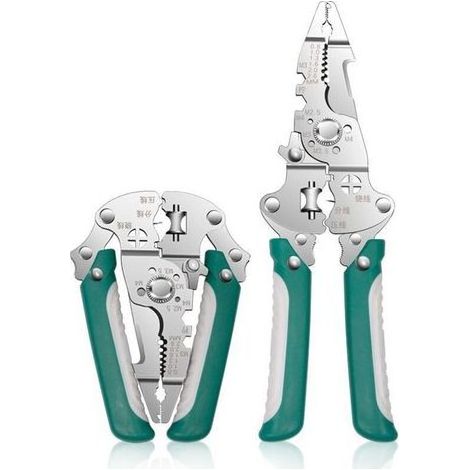 Pair 1 Pièce 26 en 1 Pliable Denudeur Cable Electrique, Pince Coupante Electricien Precision, Outils Electricien Multifonction, pour Installation Electrique (Vert) (1/5)