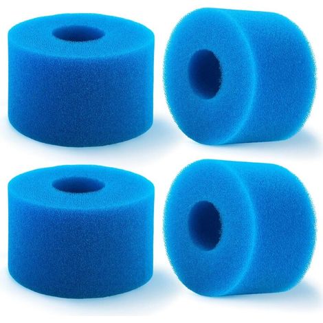 4 Pièces Filtre Piscine,  Cartouche de Filtre en Mousse, Mousse pour Filtre Piscine, Réutilisables et Lavables, Filtre en Mousse pour Spa, Piscine