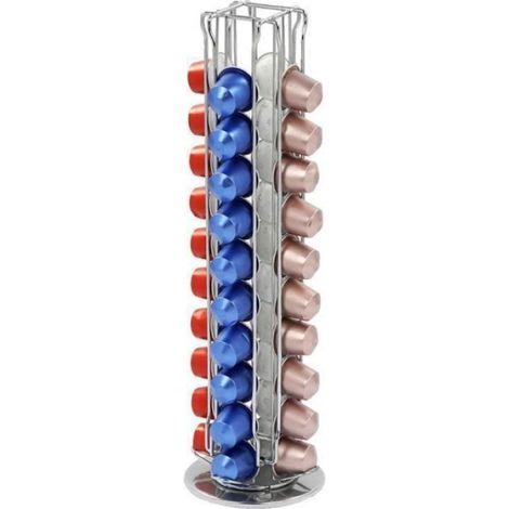 1 Support Dosettes Rotatif Inox 360 Degrés 4 Colonnes Rangement 40 Capsules Cuisine (1/4)
