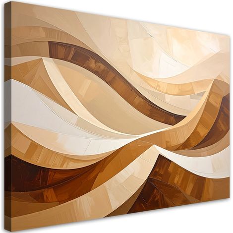 Cuadro en Lienzo, Olas abstractas beige pastel, 120x80 (1/5)