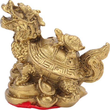 Ornement décoratif Feng Shui en bronze représentant une tortue et un dragon, idéal pour la maison. (1/5)
