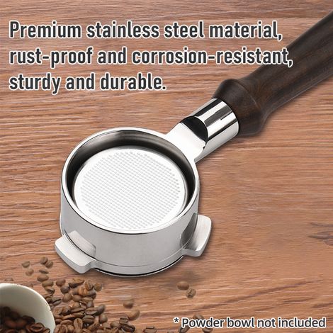 Portafiltro in acciaio inox da 54 mm con 3 manici e base liscia, cestello filtro in legno per tazze da caffè, ricambio per macchine Breville Serie 8. (1/5)