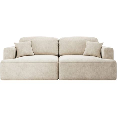 CHIARA - Canapé droit convertible tissu velours 3 places - Gris clair