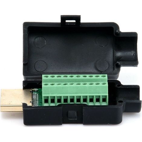 Terminales de desconexión de enchufe HDMI 19P Conector sin soldadura con kit de cubierta negra macho (1/5)