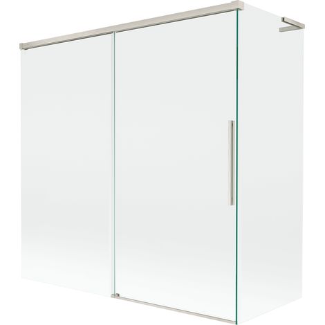 Mexen Rox L Duschabtrennung 2-flügelig verschiebbar 160 + 70 x 150 cm, transparent, gebürsteter Nickel - 8C9L-160-070-97-00