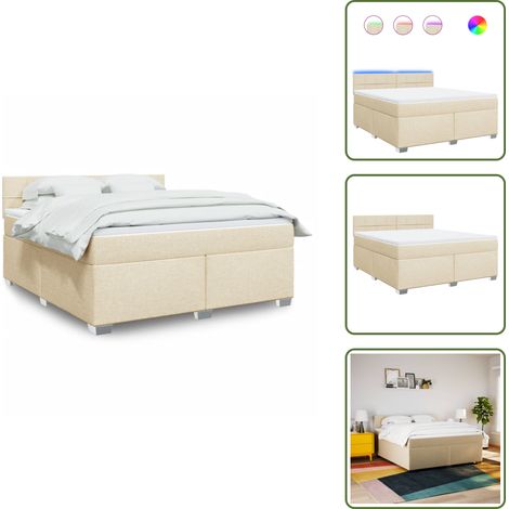 Boxspringbett mit Matratze Creme 180x200 cm Stoff - Boxspringbett - Boxspringbetten - Bett - Bettgestell (1/5)