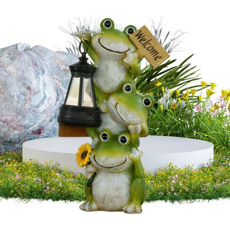 Lumière Solaire de Jardin Statue Grenouille Lampes de Chemin LED et Lanterne avec Statues de Grenouille,Décor Solaire Animal Jardin pour passerelle terrasse Cour Sentier Sol Bassin