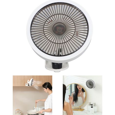 Ventilateur mural oscillant avec lumière LED et contrôle distant, 3 vitesses, pour RV maison bureau garage, modèle MWF01, ABS/PP, blanc (1/5)