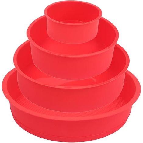 Moules à gâteaux multi-étages en silicone antiadhésif, moules ronds en chocolat arc-en-ciel, pour anniversaires, mariages, ensemble de 4/6/8/10 pouces. (1/5)