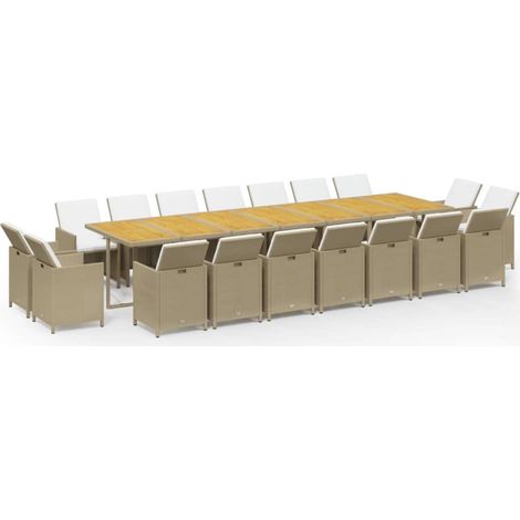 Ensemble Table et Chaise de Jardin Salon de jardin coussins 19 pcs Beige Résine tressée 85563 (1/5)