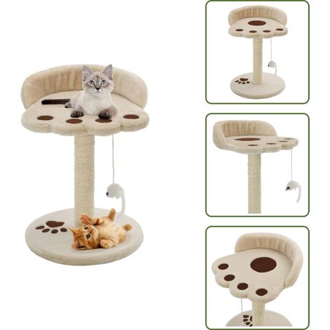 Albero per gatti per gattini - vidaXL Albero per Gatti con Tiragraffi in Sisal 40 cm Beige e Marrone - Albero per gatti con topolino